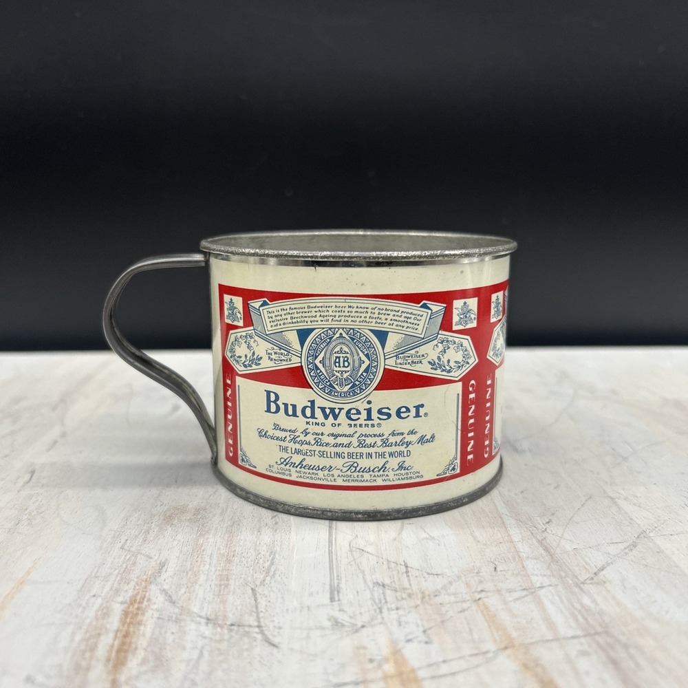 Vintage Tin mug / Cup  Anheuser Busch Budweiser Metal Tin Mug Cup Man cave Decor
